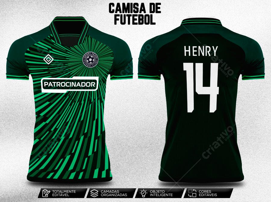 Mockup Camisa Futebol Verde Escuro: Design Moderno