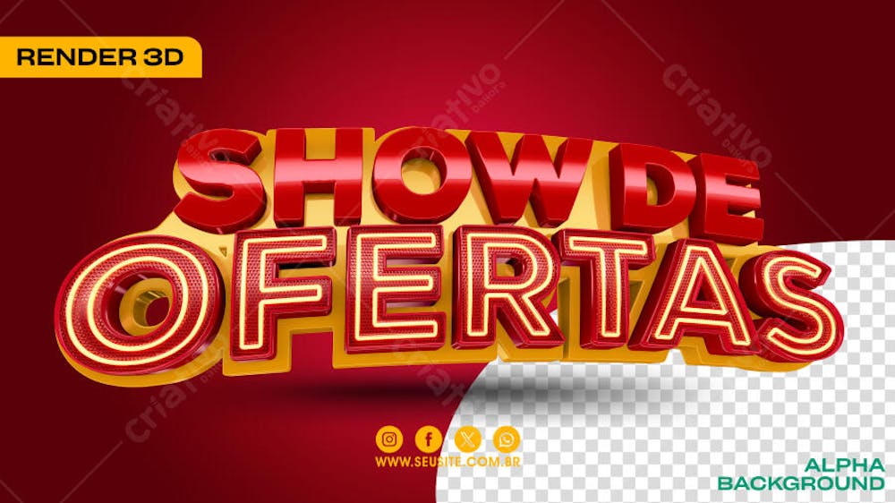 Selo 3D Vermelho Show de Ofertas Render Para Composição