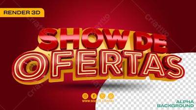 Selo 3D Vermelho Show de Ofertas Render Para Composição