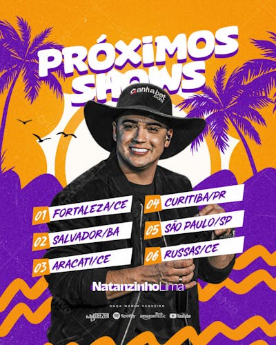 FLYER EVENTO PRÓXIMOS SHOWS - NATANZINHO LIMA
