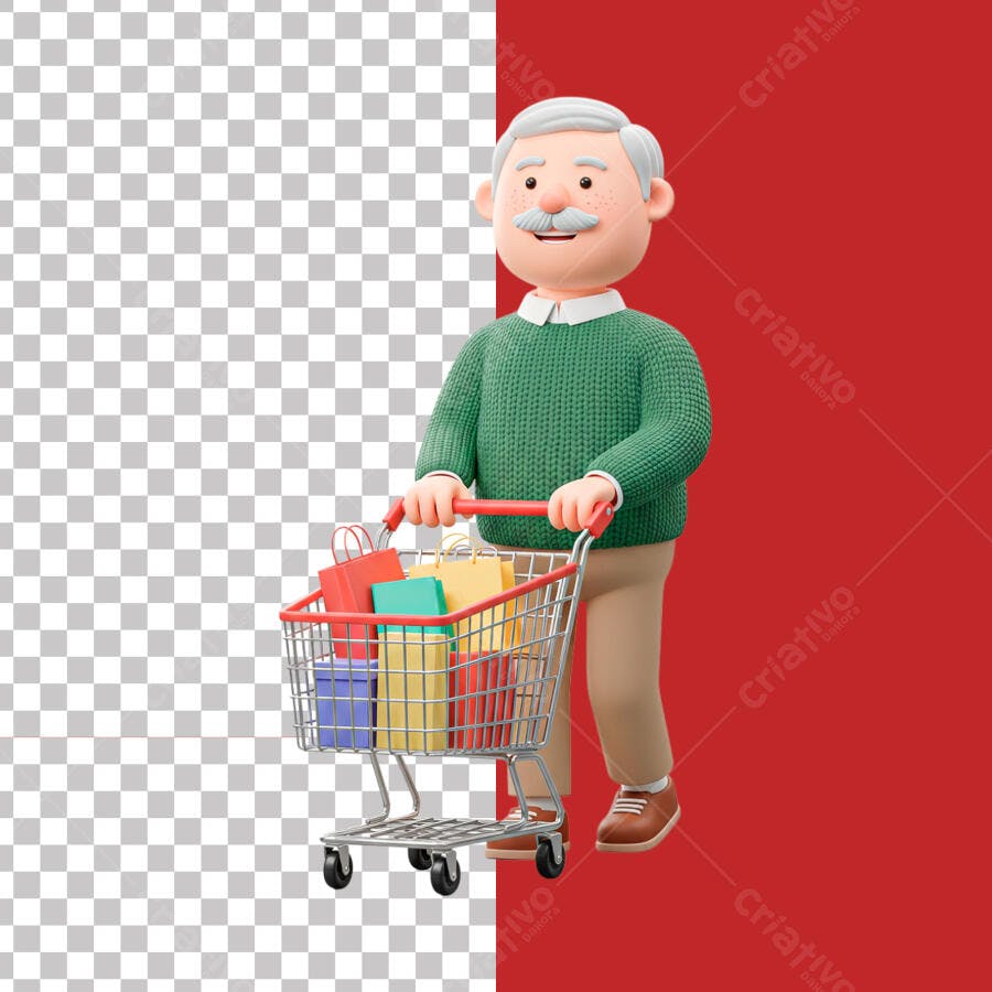 Carrinho de Compras Dia dos Avós PSD Editável