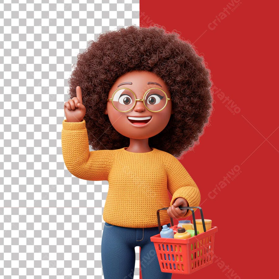 Personagem 3D para Marketing de Supermercado PSD Editável
