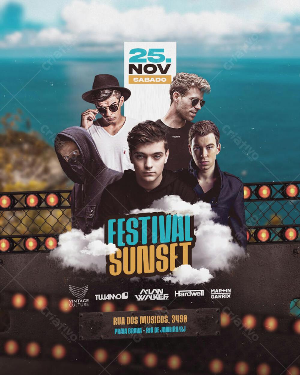 FLYER DE SHOWS FESTA MUSICA SUNSET 2025