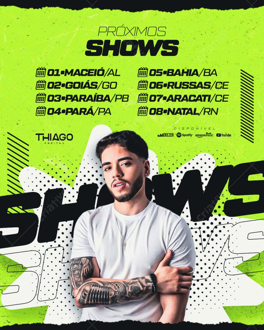 Flyer para Shows de Thiago Freitas PSD Editável