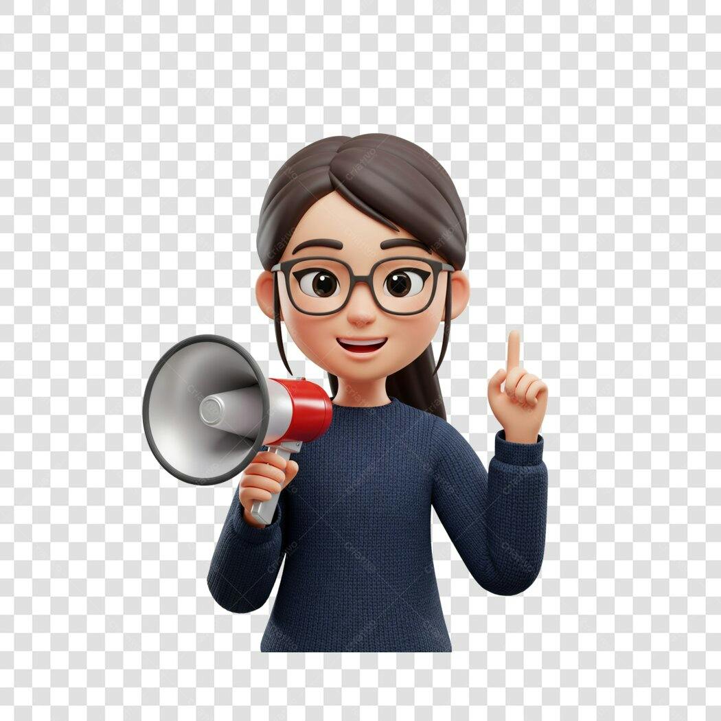 Ilustração PNG com fundo transparente Mulher com megafone