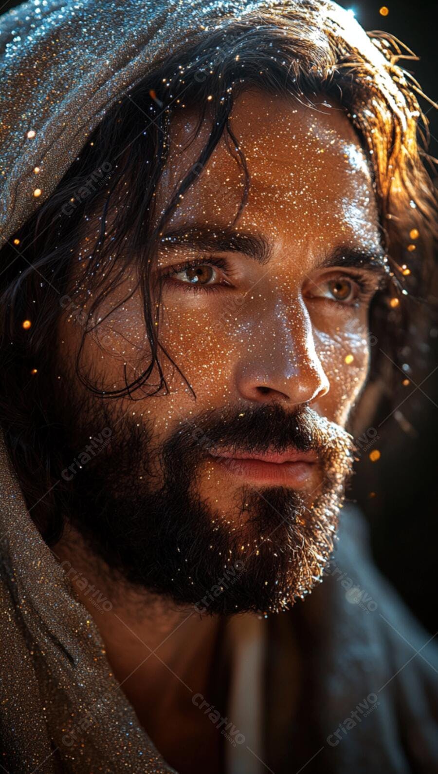 Homem com barba e glitter dourado