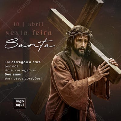 Sexta-feira Santa Jesus Cristo Cruz Social Media Post Feed Template