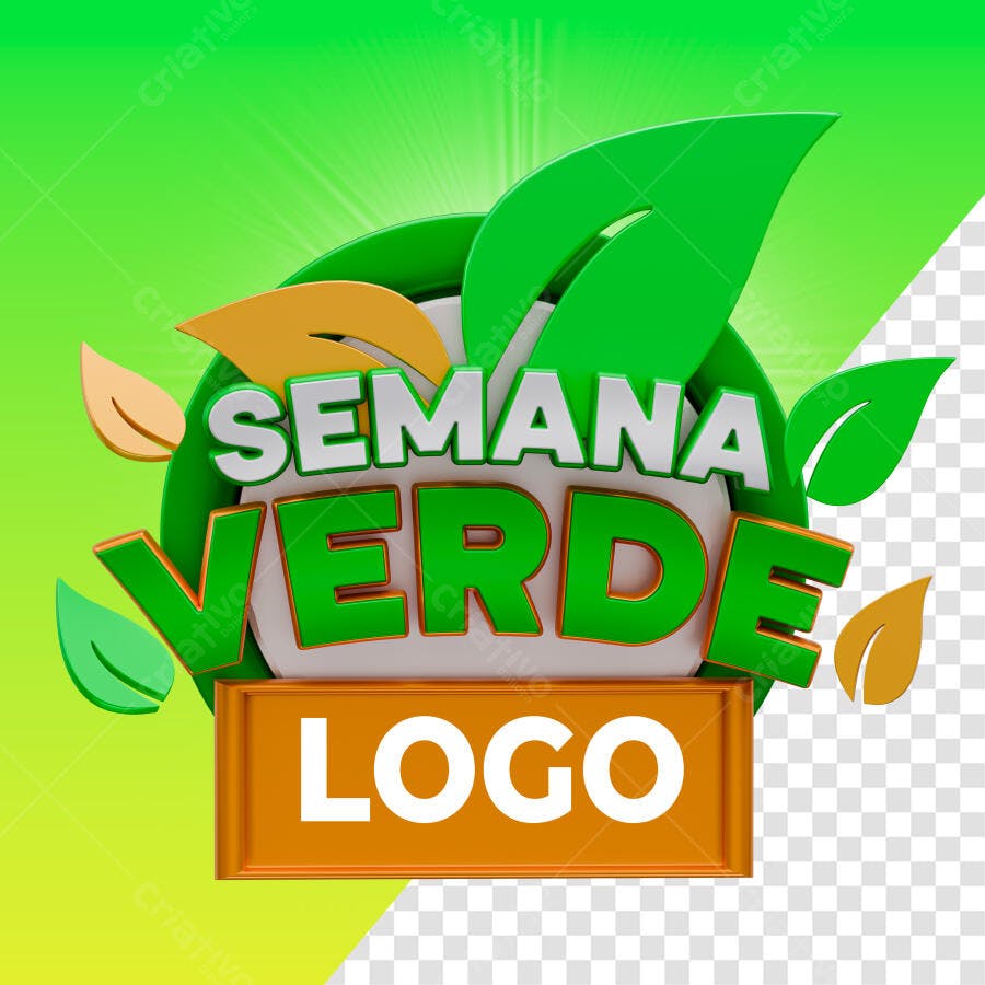 Selo 3D promocional verde e dourado ecológico