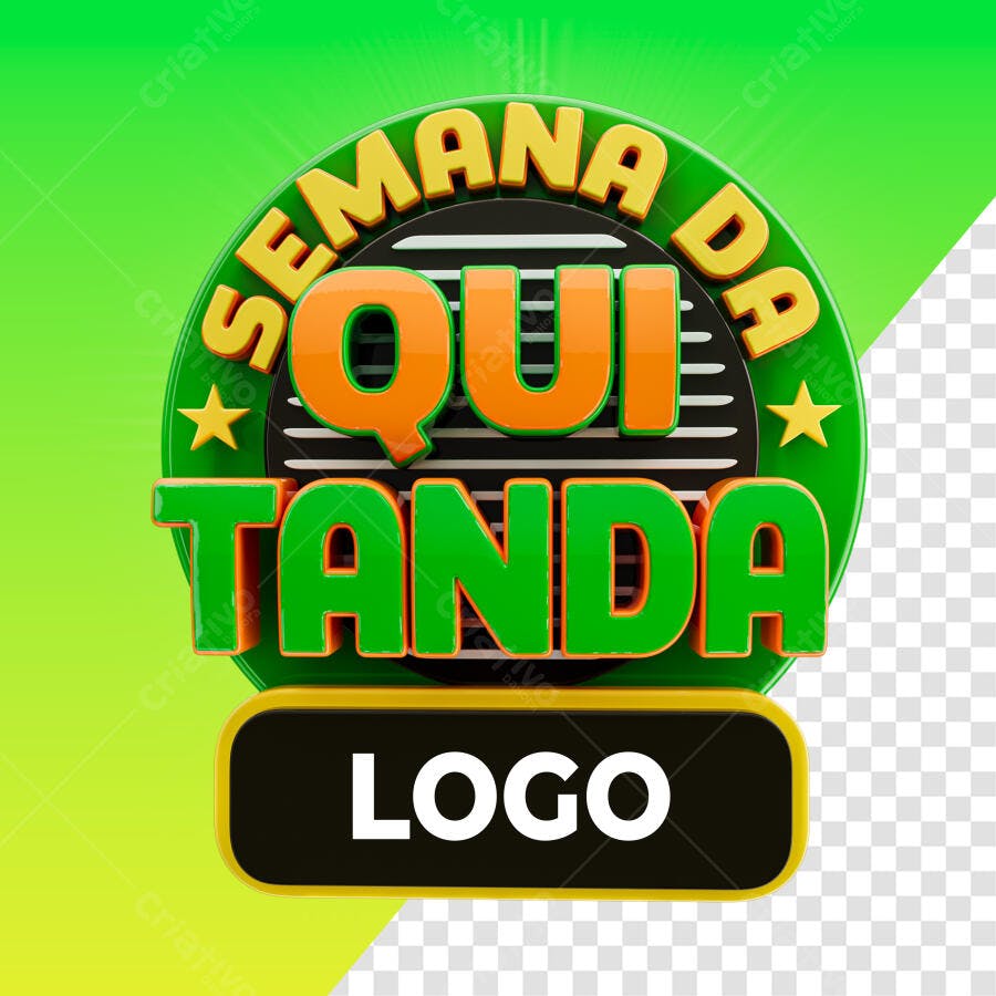 Selo 3D promocional verde laranja e amarelo