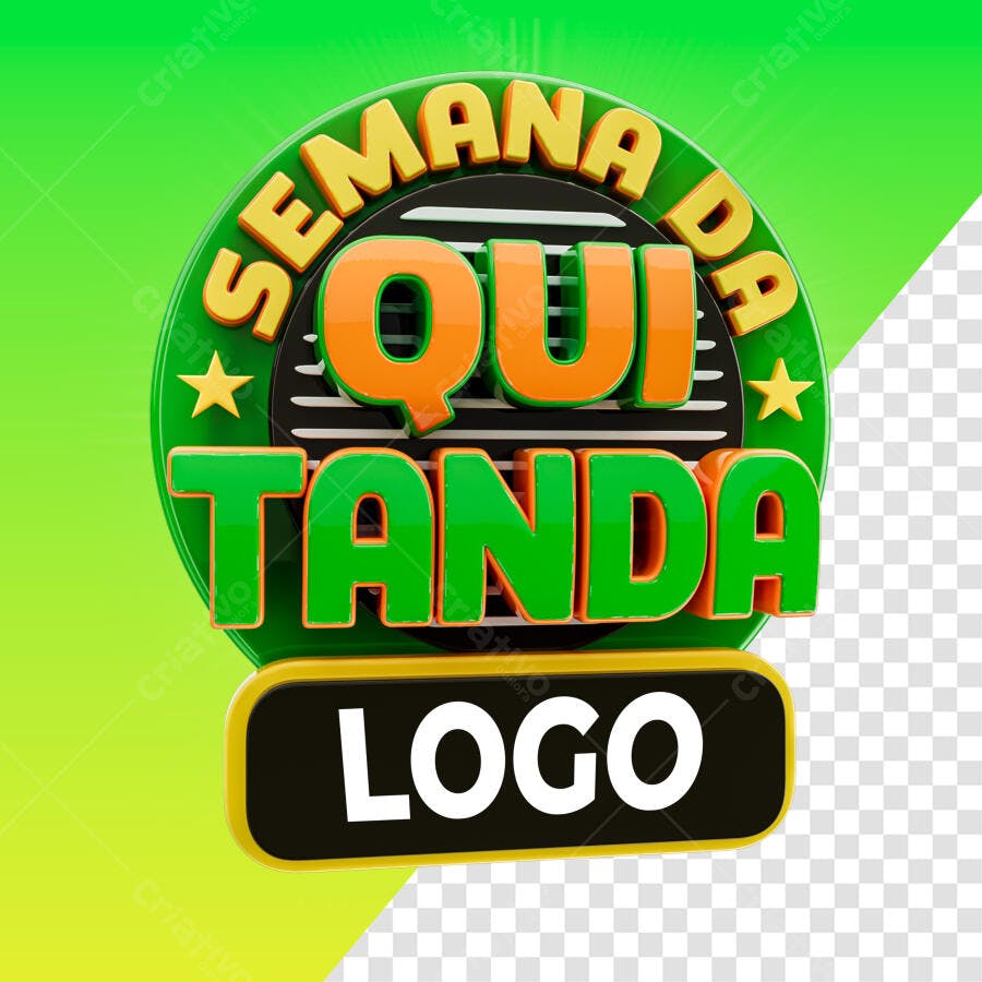 Selo 3D promocional verde e laranja brilhante