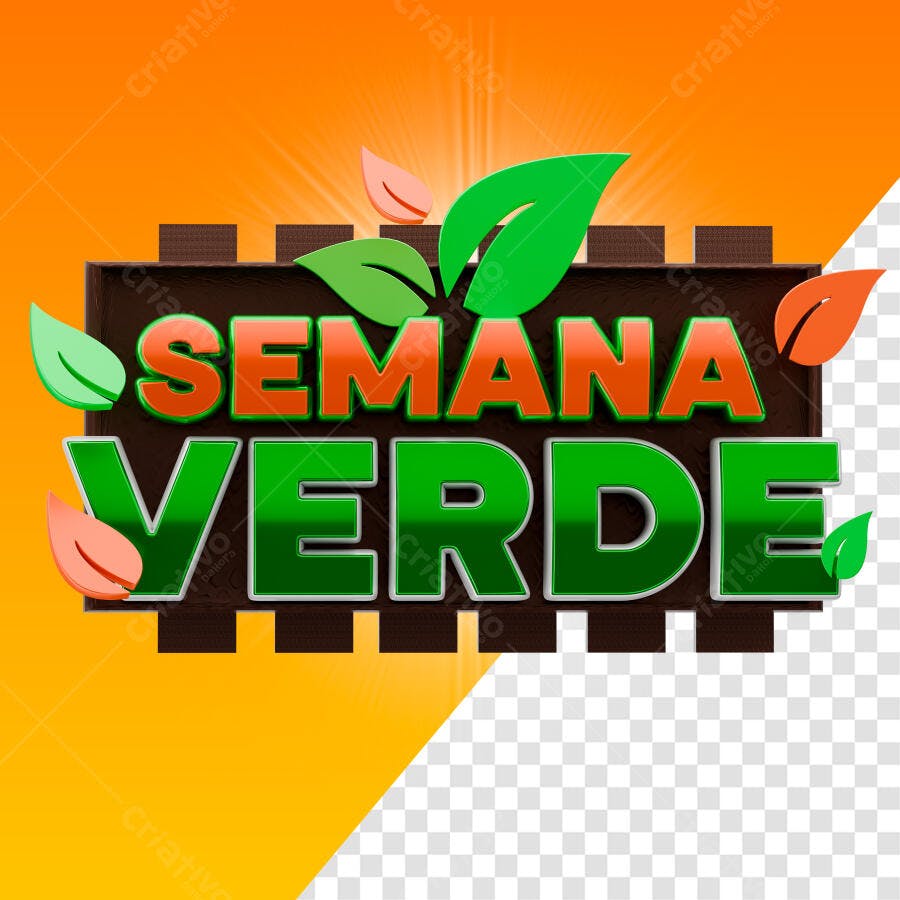 Selo 3D ecológico verde e laranja brilhante