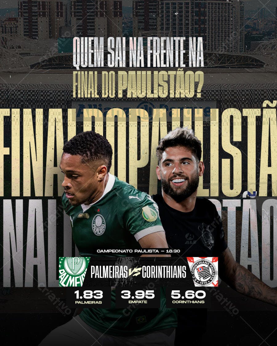 Flyer Final do Paulistão Palmeiras x Corinthians PSD Editável