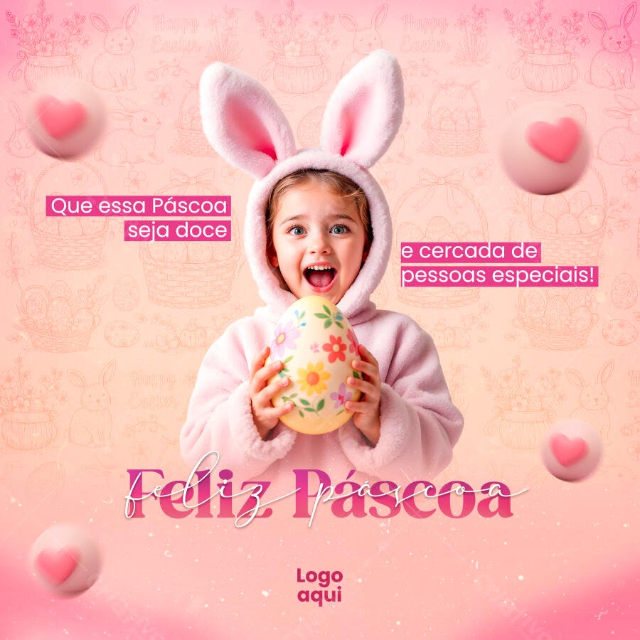 Postagem Feliz Páscoa PSD Editável