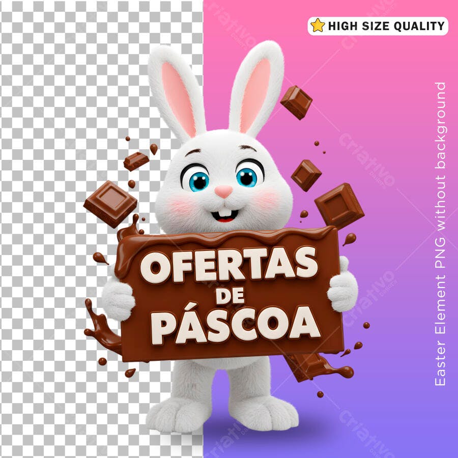 Selo 3D promocional Páscoa marrom e branco