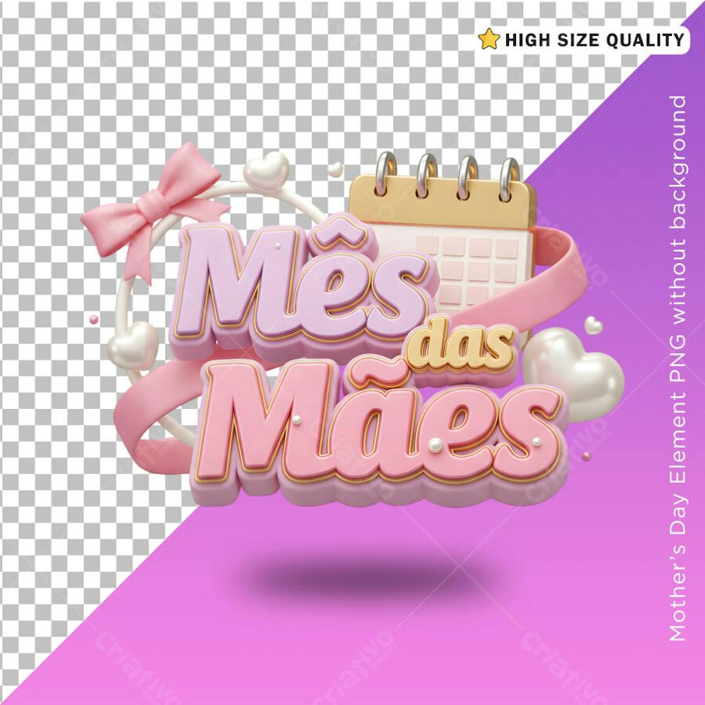 Selo 3D mês das mães calendário elemento social media post