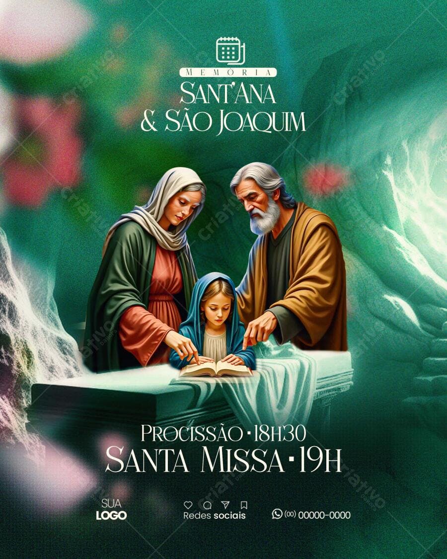 Flyer para Festa de Sant'Ana e São Joaquim PSD Editável
