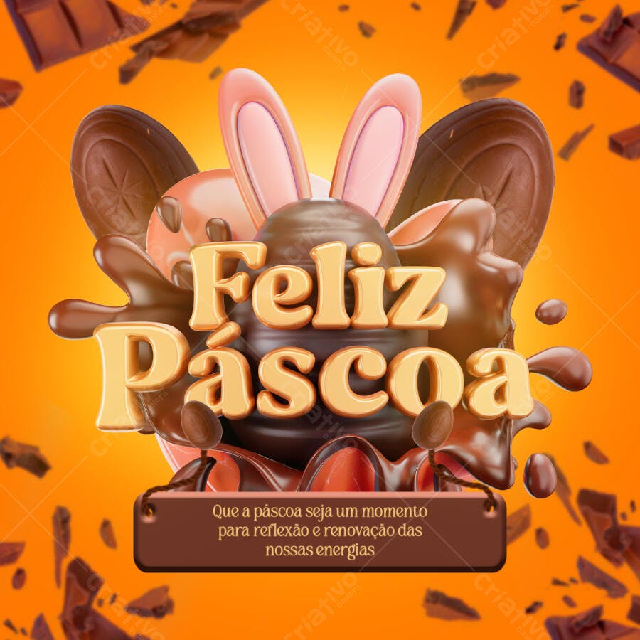 Flyer de Páscoa com Chocolate PSD Editável
