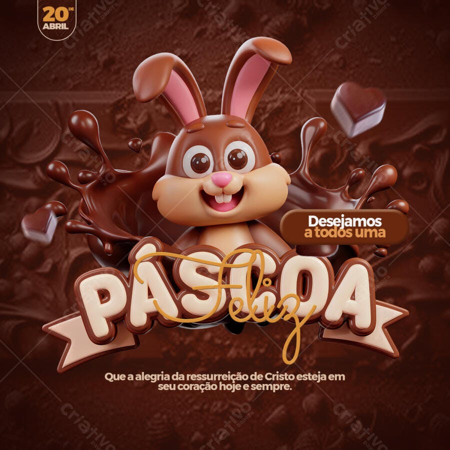 Flyer Páscoa 20 de Abril PSD Editável