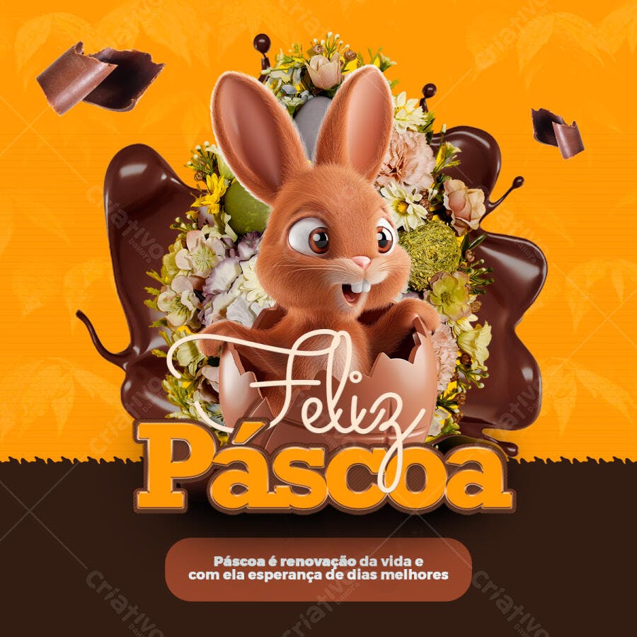 Postagem Feliz Páscoa PSD Editável