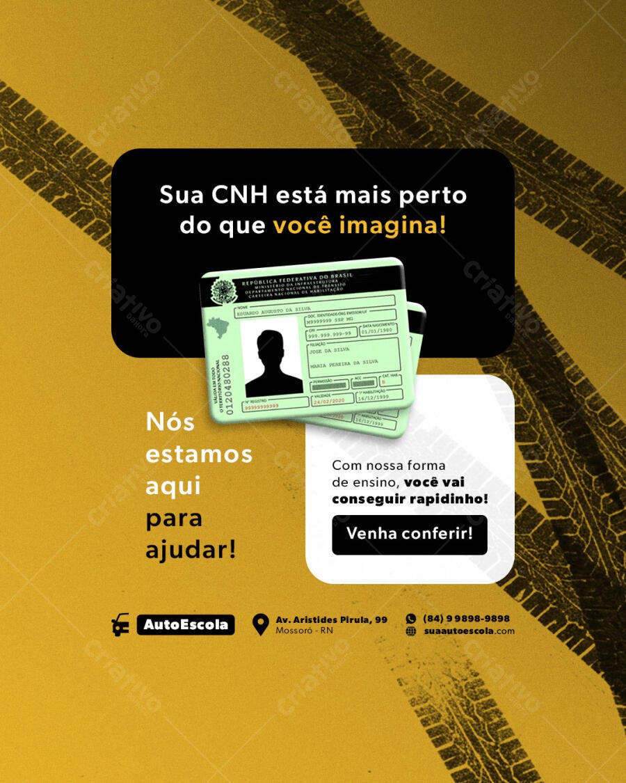 Postagem Autoescola CNH PSD Editável