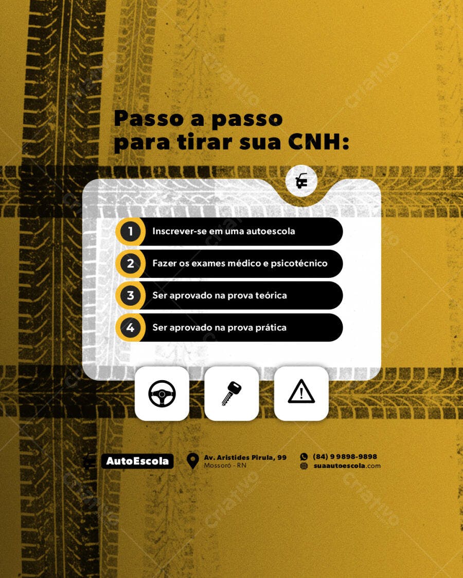 Infográfico Passo a Passo para tirar sua CNH PSD Editável