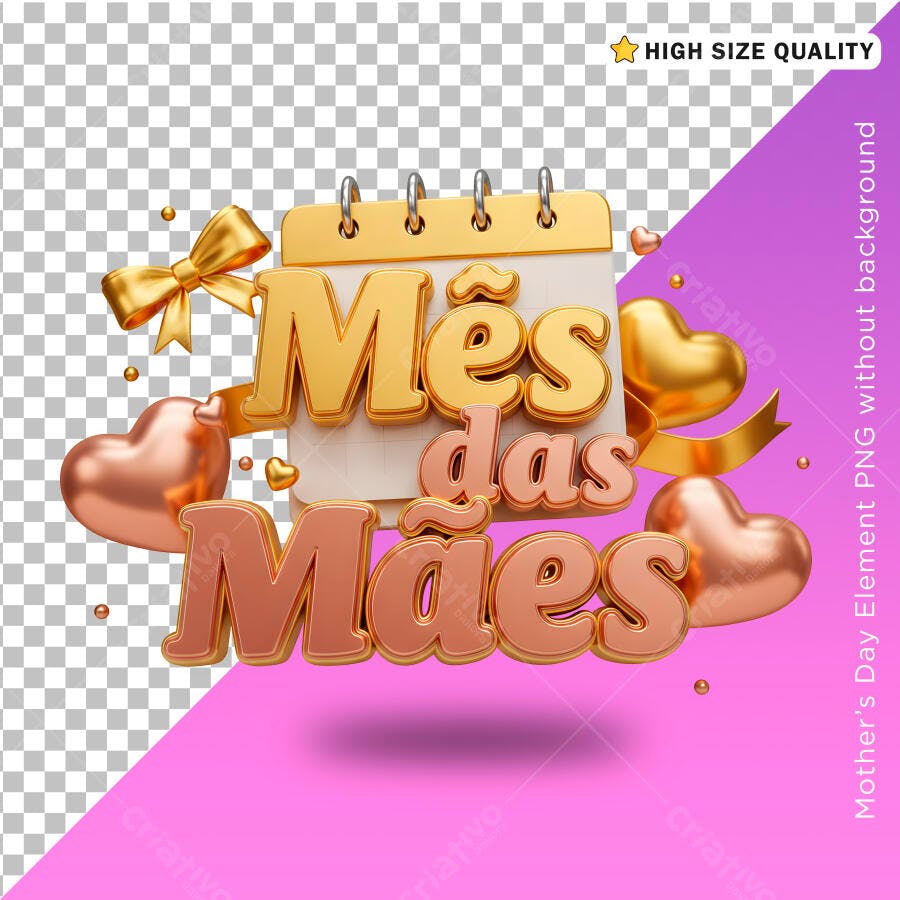 Selo 3D Dia das Mães dourado e rose gold
