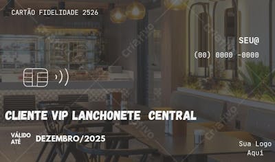 Cartão fidelidade para lanchonete frente e verso 