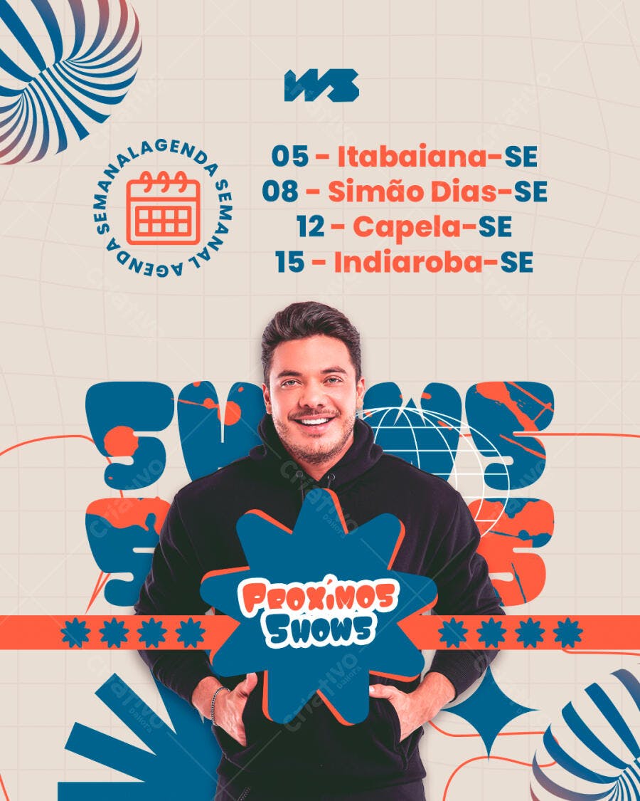Flyer Agenda de Shows Cantor PSD Editável