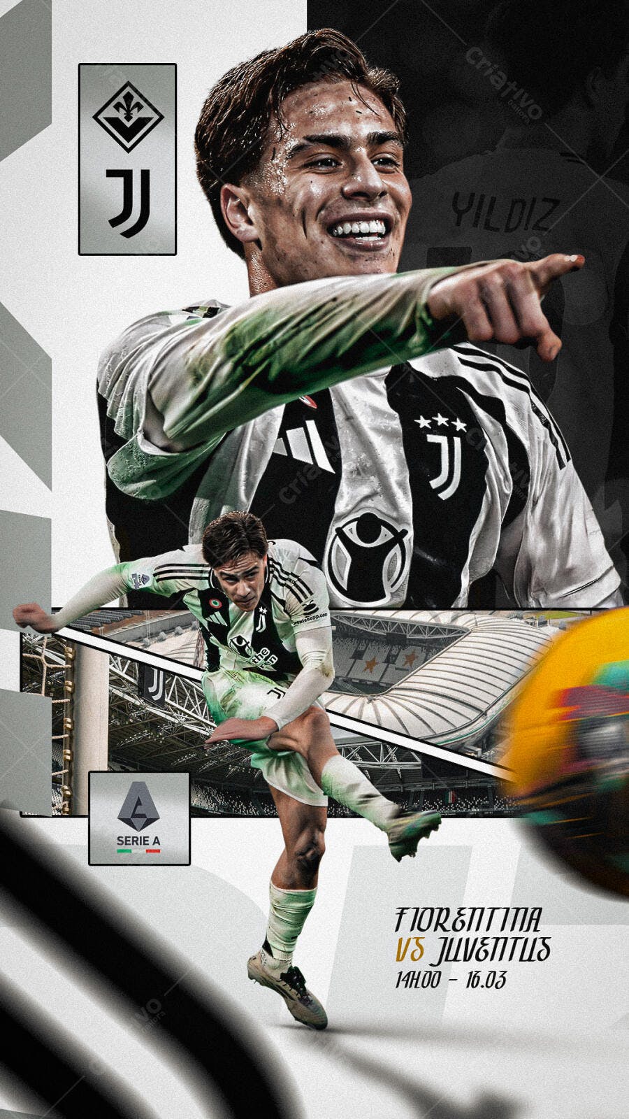 Poster Futebol Fiorentina x Juventus PSD Editável