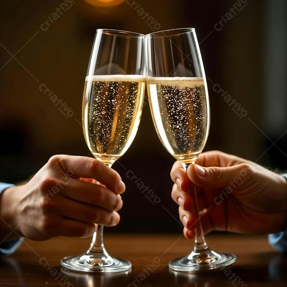 Duas Taças de Champagne Comemoração Ano novo Boas Festas