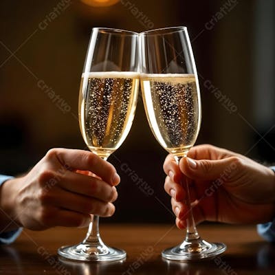 Duas Taças de Champagne Comemoração Ano novo Boas Festas