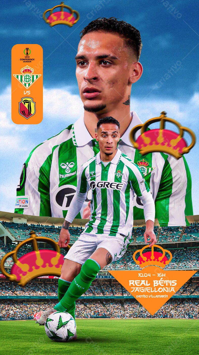 Poster Jogo de Futebol Real Betis x Jagiellonia PSD Editável