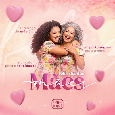 Feliz dia das mães post social media feed template