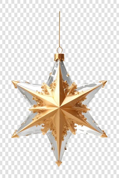 Estrela Dourada Ornamento Natal Ano Novo PNG Transparente