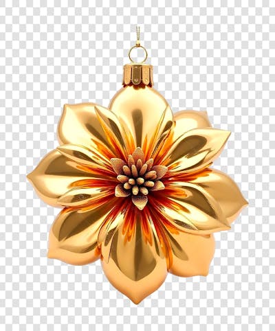 Flor Dourada Ornamento Natal Ano Novo PNG Transparente