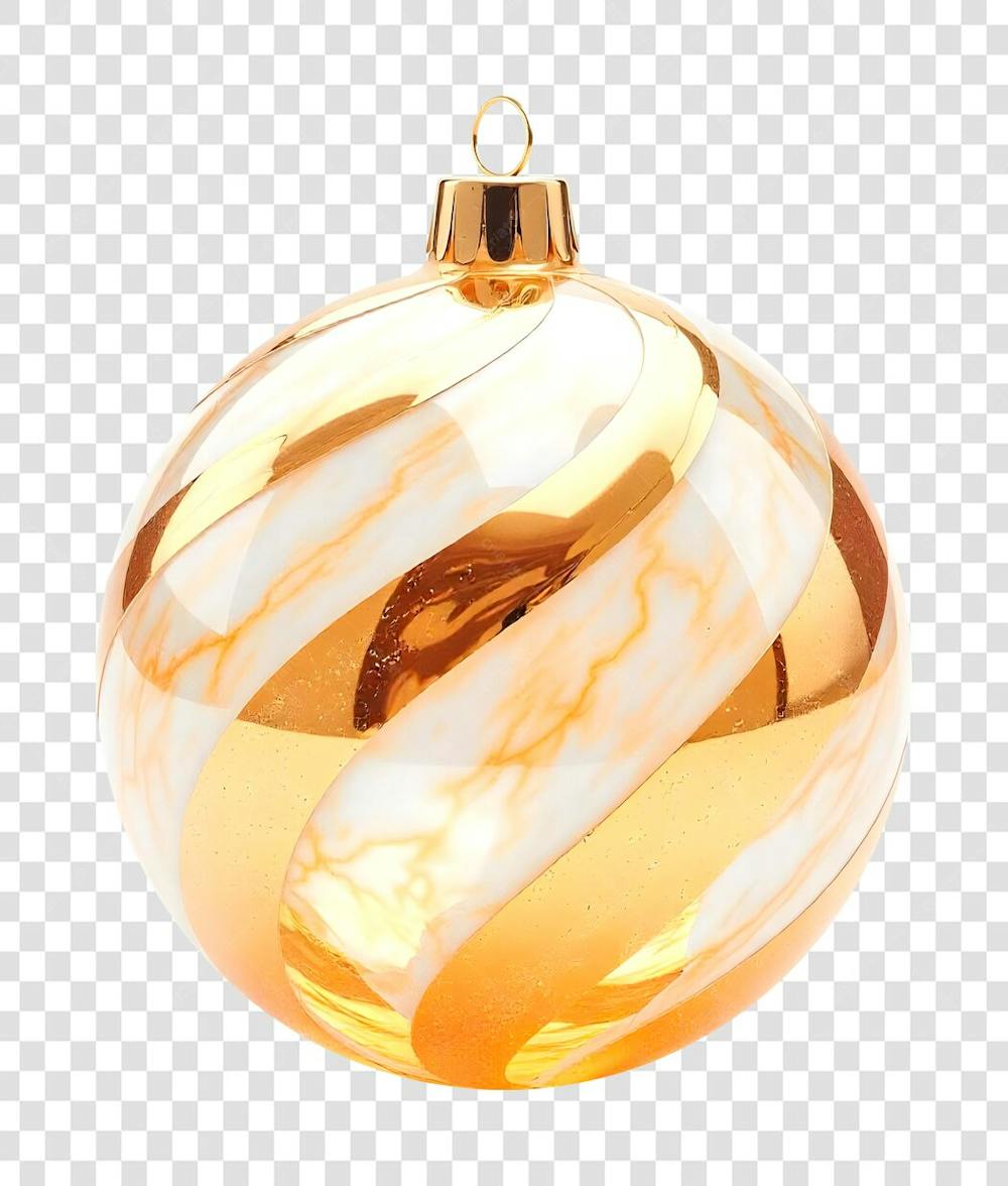 Bola de Natal Dourada Enfeite de Ano Novo Transparente PNG