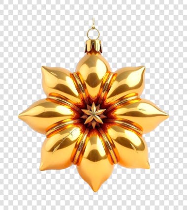 Flor Dourada Ornamento Natal Ano Novo PNG Transparente