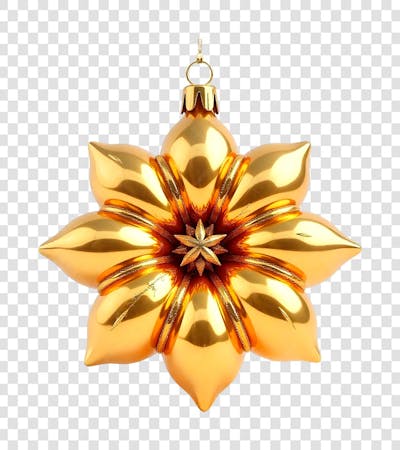 Flor Dourada Ornamento Natal Ano Novo PNG Transparente