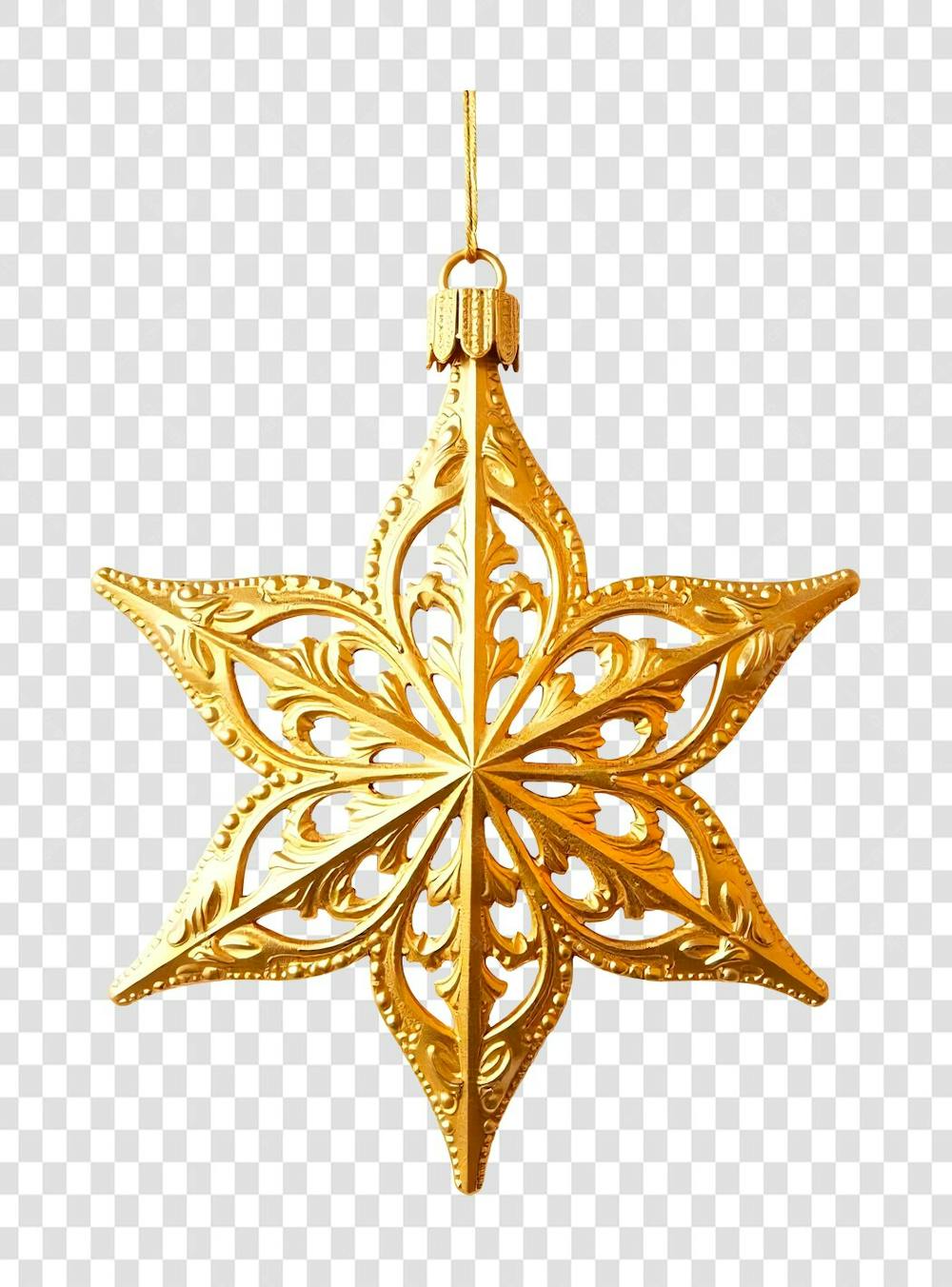 Estrela Dourada Ornamento Natal Ano Novo PNG Transparente