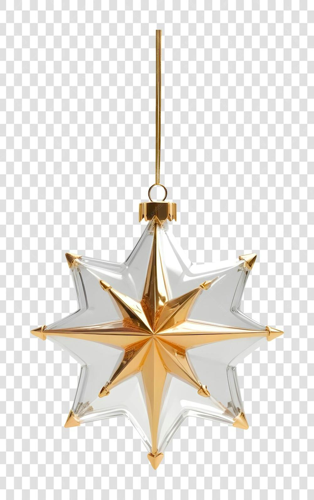 Estrela Dourada Ornamento Natal Ano Novo PNG Transparente
