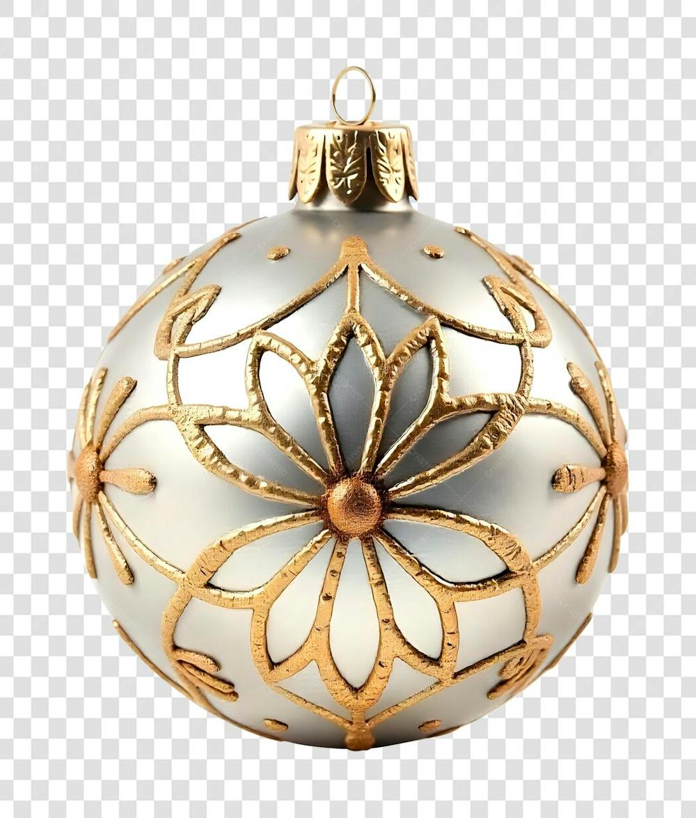 Bola de Natal Dourada e Cinza Enfeite de Ano Novo Transparente PNG