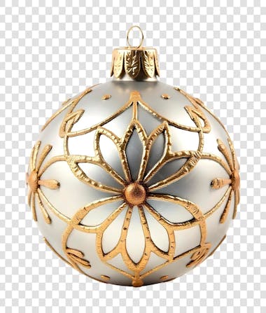 Bola de Natal Dourada e Cinza Enfeite de Ano Novo Transparente PNG