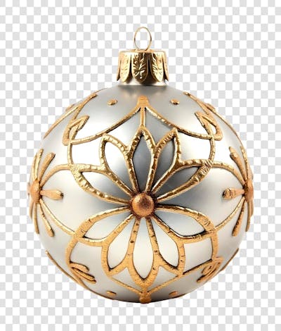 Bola de Natal Dourada e Cinza Enfeite de Ano Novo Transparente PNG