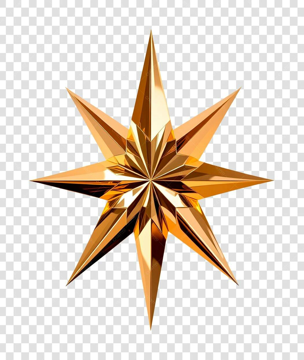 Elemento PNG estrela dourada para Natal com fundo transparente