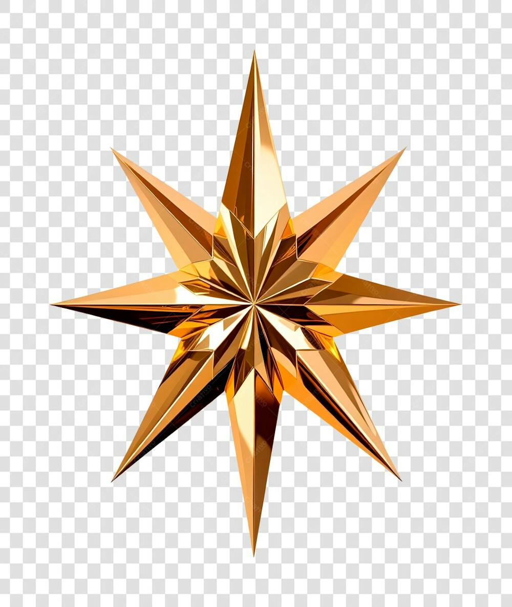 Estrela Dourada Ornamento Natal Ano Novo PNG Transparente