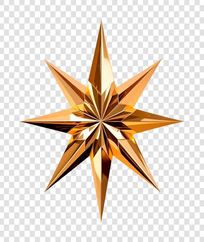 Estrela Dourada Ornamento Natal Ano Novo PNG Transparente