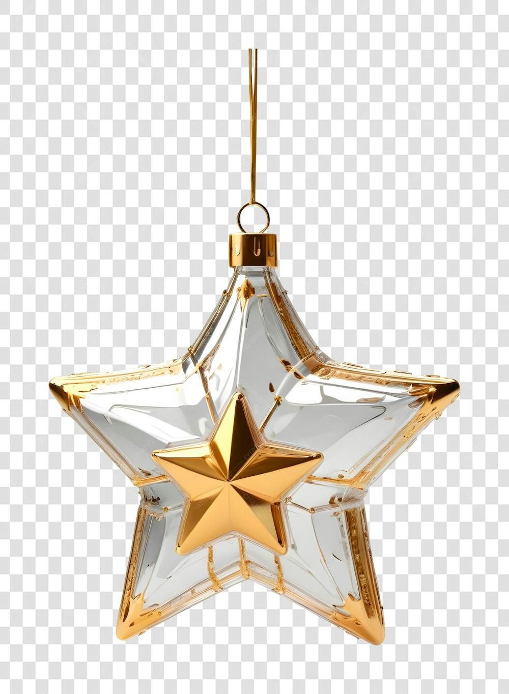 Estrela Dourada Ornamento Natal Ano Novo PNG Transparente