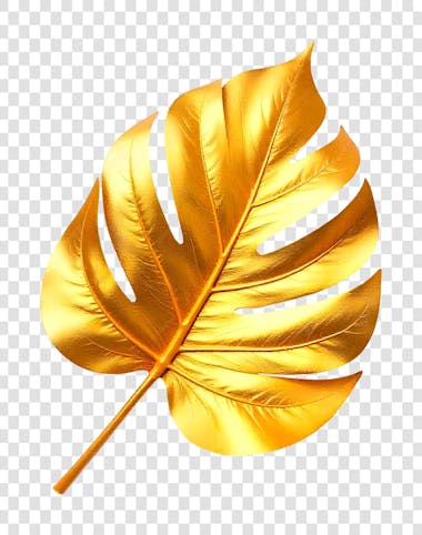 Folha de Monstera Costela de Adão Dourada Decoração de Ano Novo PNG Transparente