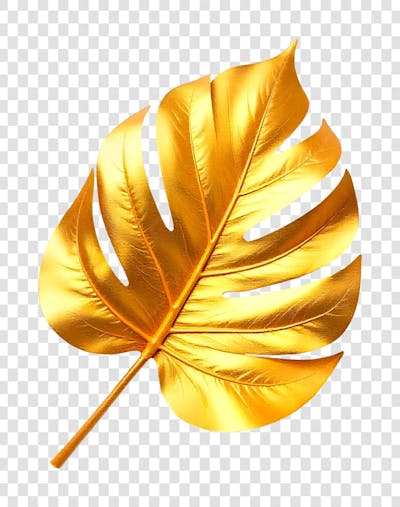 Folha de Monstera Costela de Adão Dourada Decoração de Ano Novo PNG Transparente