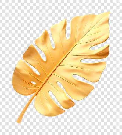 Folha de Monstera Costela de Adão Dourada Decoração de Ano Novo PNG Transparente